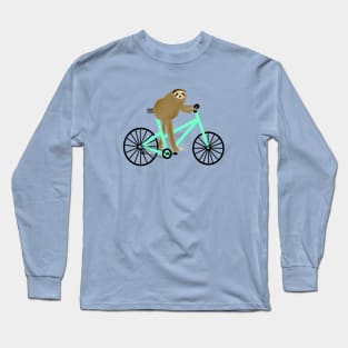 Sloth Riding a Mint Bicycle Long Sleeve T-Shirt